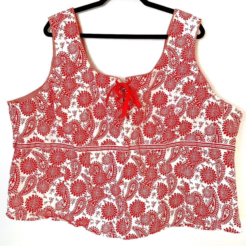 Avenue Tank Top 4X (30/32) Red Paisley Floral Coquette Feminine Preppy Cropped